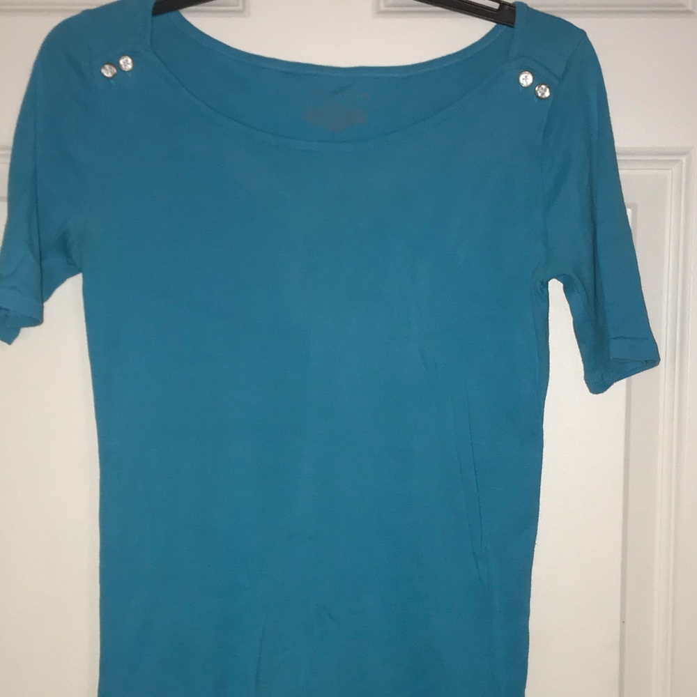 Ann Taylor turquoise short sleeve shirt.